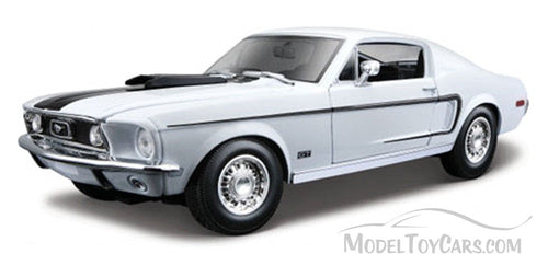 1968 Ford Mustang GT Cobra, White - Maisto 31167 - 1/18 Scale Diecast Model Toy Car