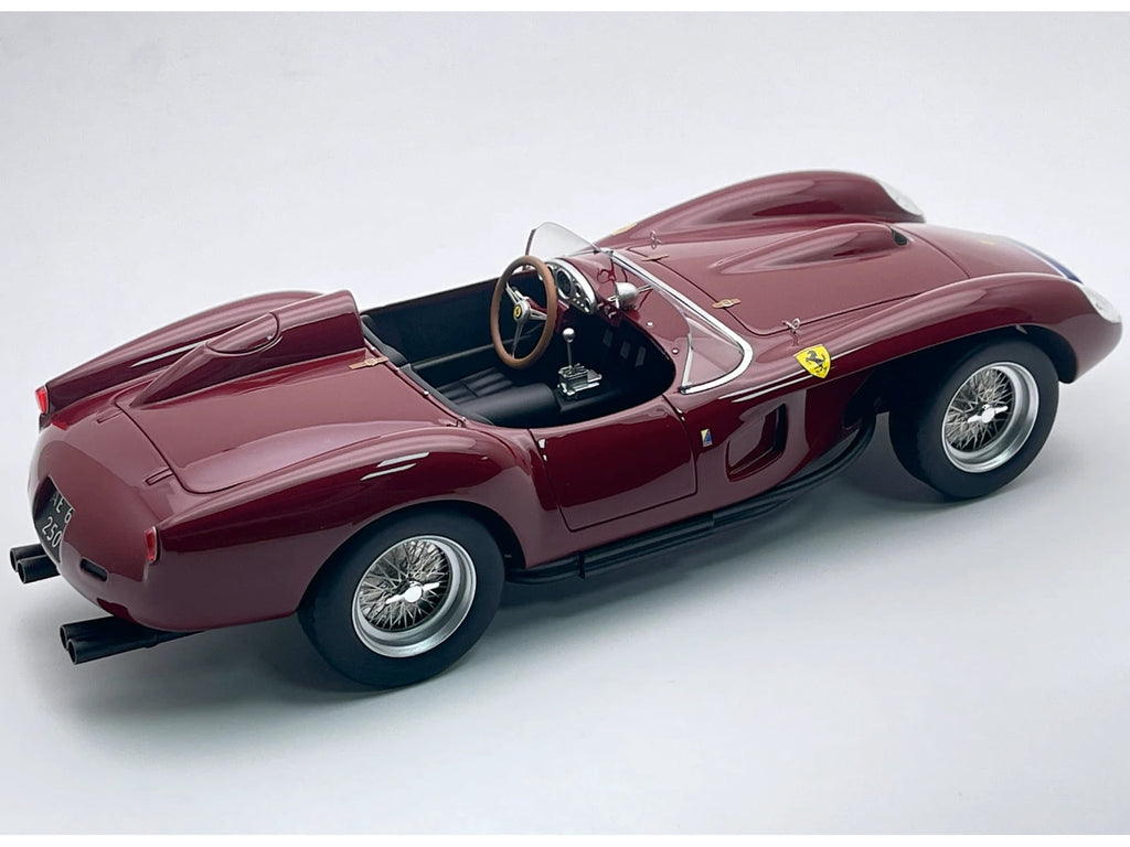 1958 Ferrari 250 TR Pontoon-Fender "Street Version" Rosso Mugello Red with Blue Nose Stripe w/Case 1/18 Model Car by Tecnomodel.