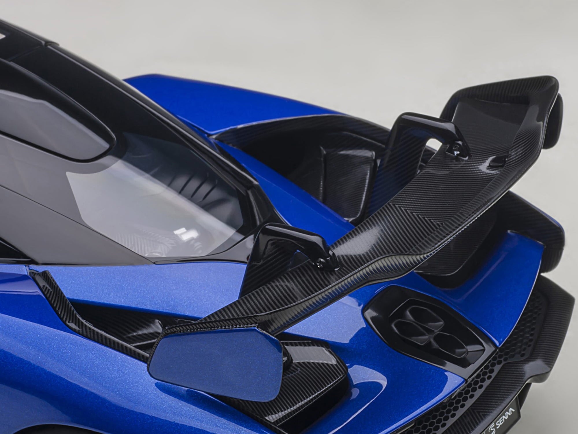 McLaren Senna Trophy Kyanos Blue and Black with Carbon Accents 1/18 Model Car by Autoart