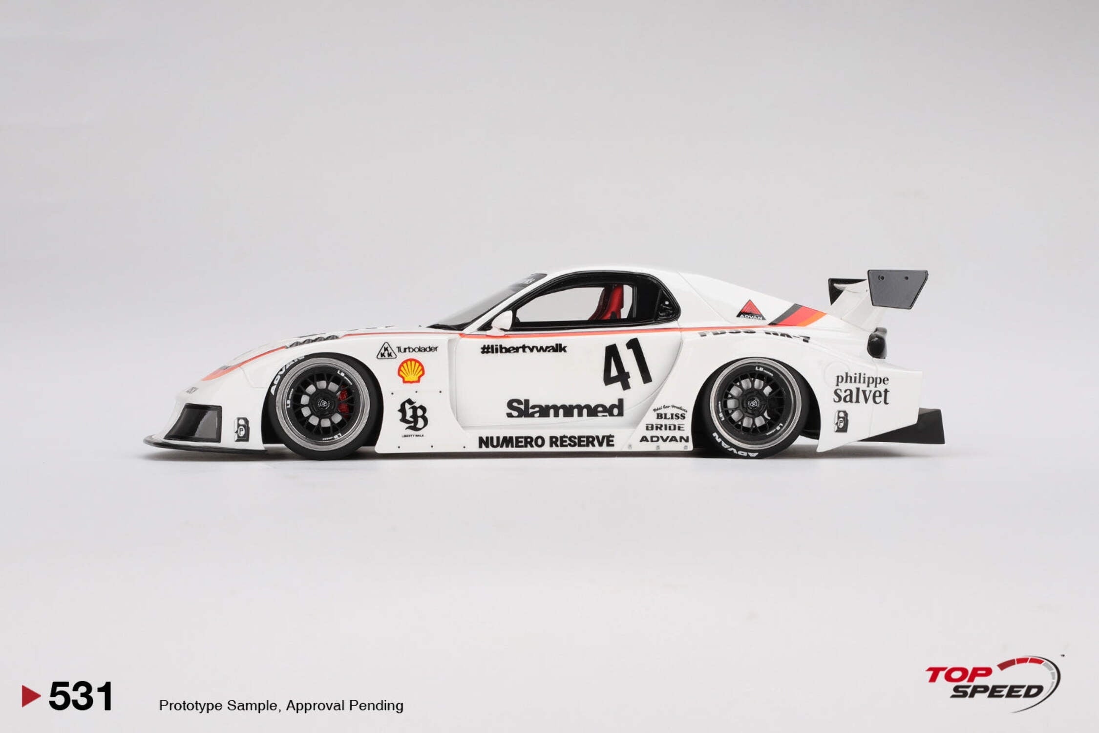 Top Speed TS0531 Mazda RX-7 LB-Super Silhouette No.41 Numero Reserve White 1-18 Scale Model Car