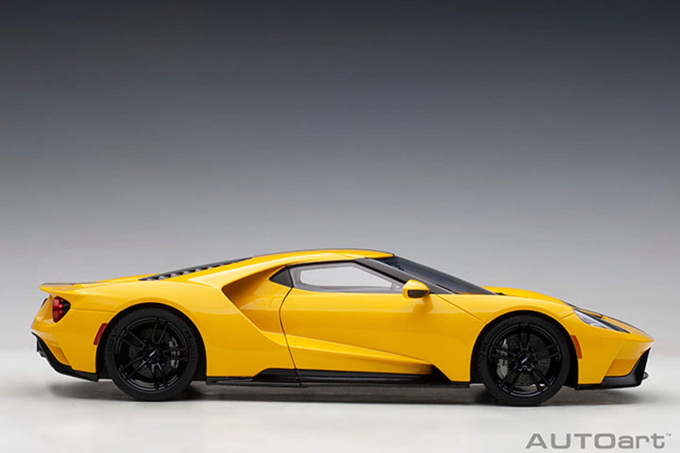 2017 Ford GT Triple Yellow with Black Stripes 1/18 Model Car by Autoart