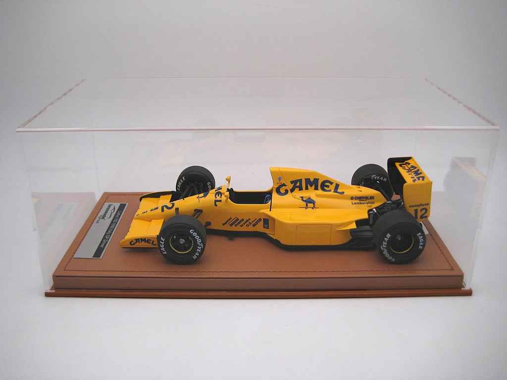 Lotus 102 #12 "Lamborghini Engine" F1 "Monaco GP" (1990) "Mythos Series" with Display Case 1/18 Model Car by Tecnomodel