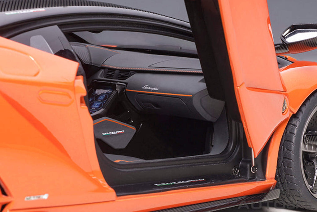 Lamborghini Centenario Arancio Argos / Pearl Orange with Carbon Top 1/18 Model Car by Autoart