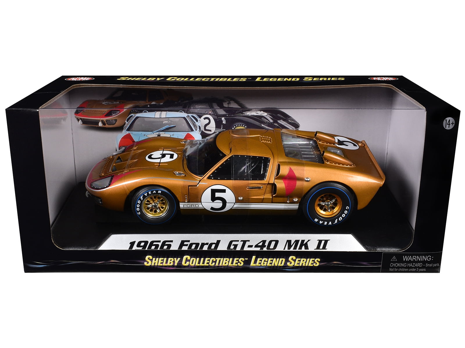 1966 Ford GT-40 MK II RHD (Right hand Drive) #5 Gold 24H of Le Mans 1/18 Diecast Model Car by Shelby Collectibles