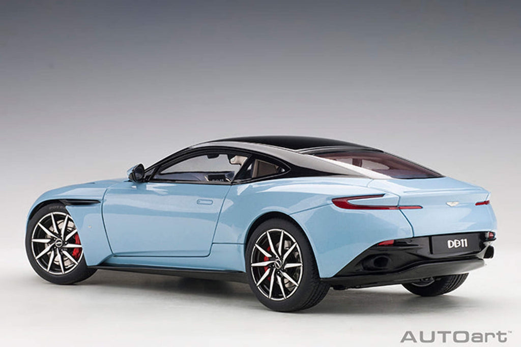 Aston Martin DB11 Q Frosted Glas Blue with Black Top 1/18 Model Car by Autoart