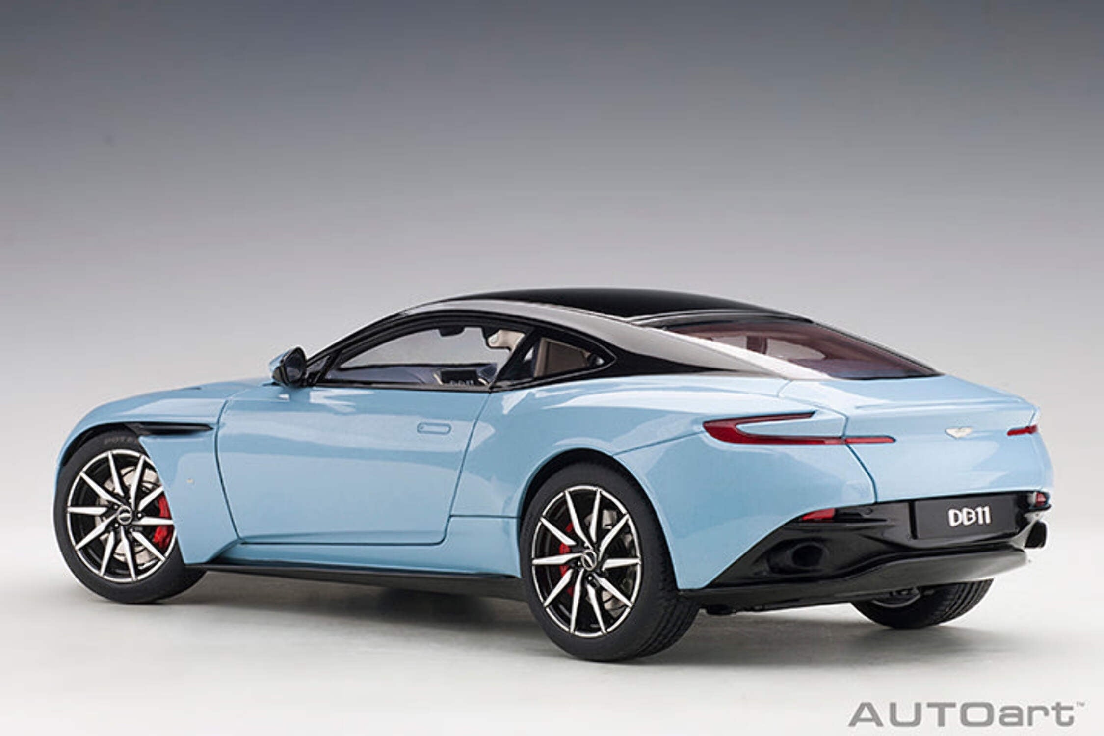 Aston Martin DB11 Q Frosted Glas Blue with Black Top 1/18 Model Car by Autoart