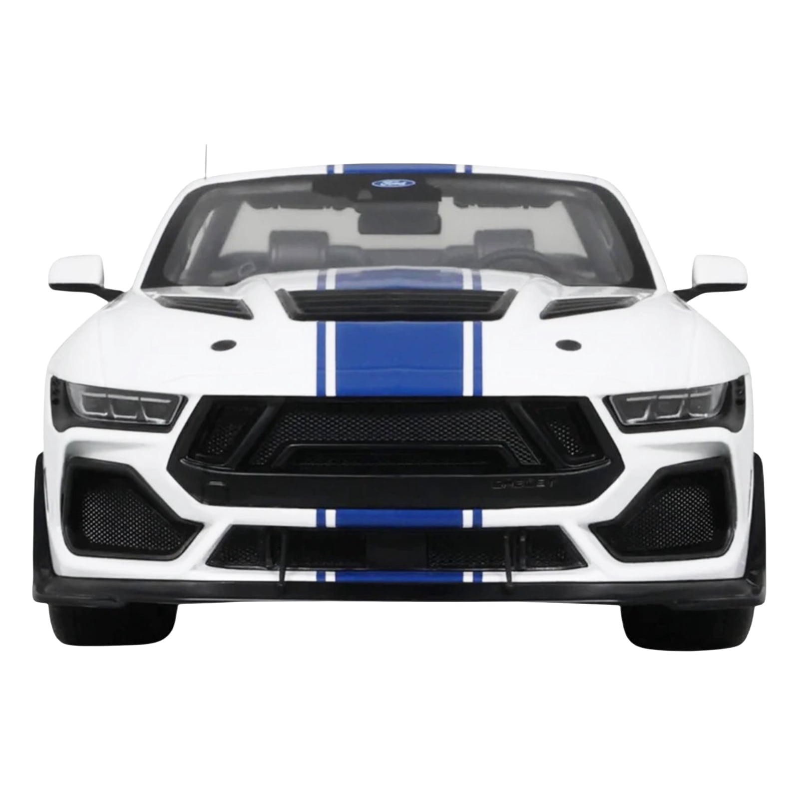 2025 Shelby Mustang Supersnake Convertible White with Blue Stripes 1/18 Model Car by GT Spirit