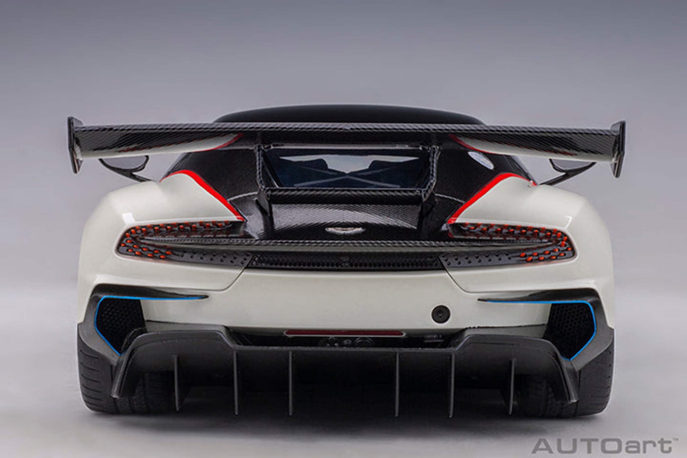 Aston Martin Vulcan Stratus White with Red and Blue Stripes 1/18 Model Car by Autoart