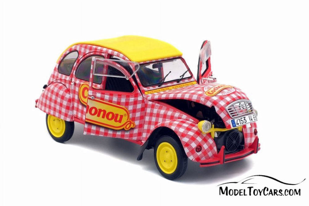 Citroen 2CV6 Cochonou Tour de France, Red with Yellow - Solido S1850021 - 1/18 Scale Diecast Model Toy Car