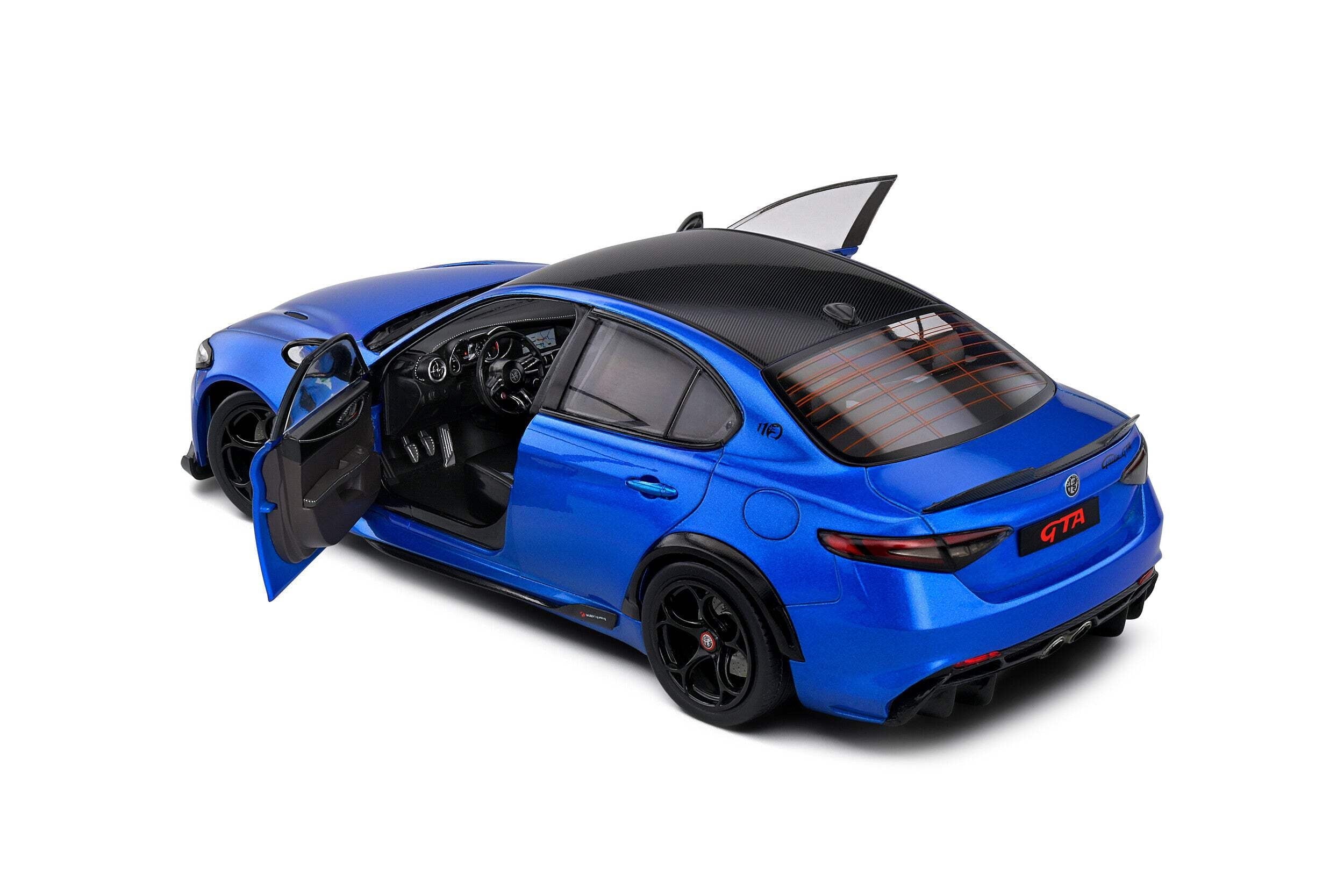 2022 Alfa Romeo Giulia GTA Anodized Blue Metallic with Carbon Top 1/18 Diecast Model Car by Solido