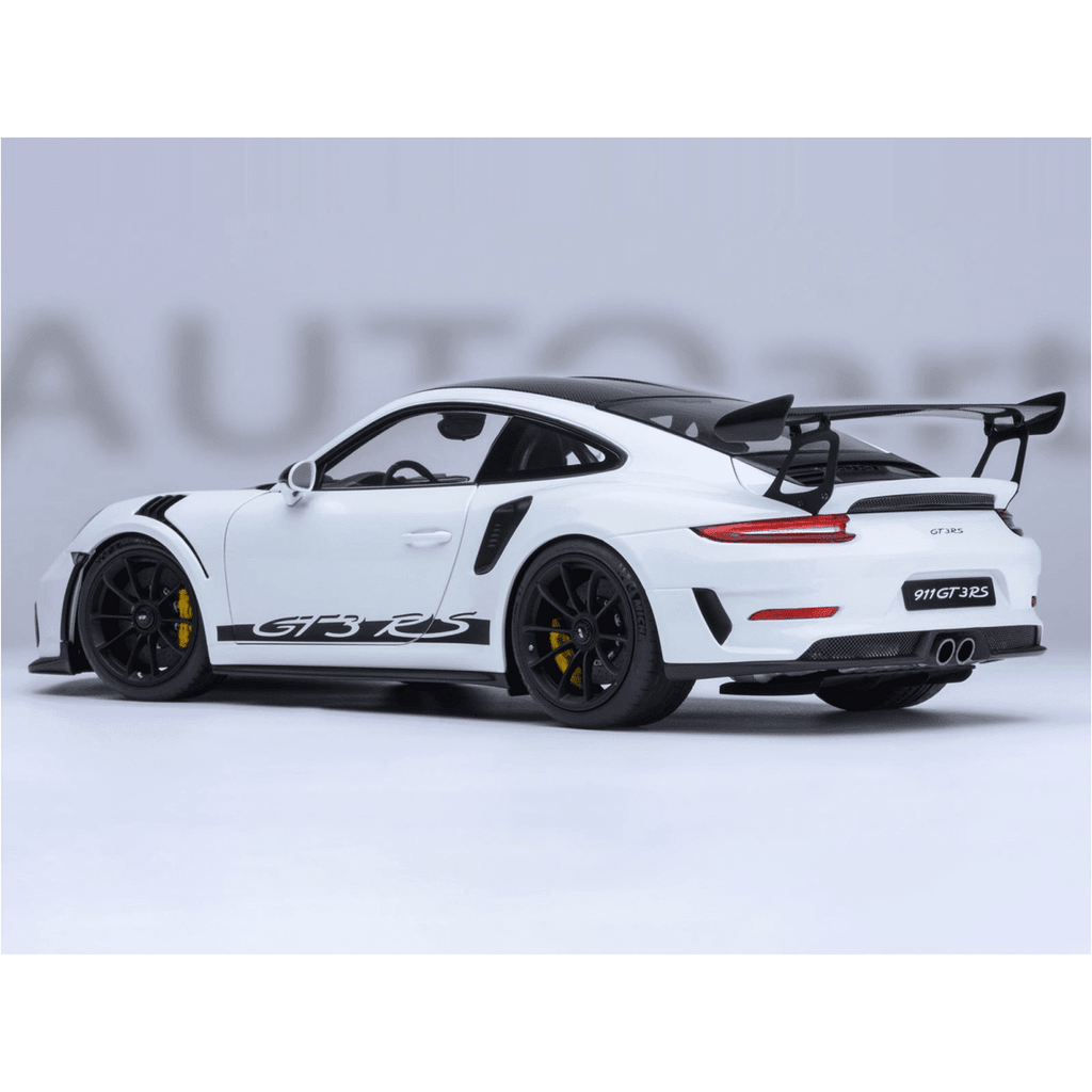 Porsche 911 (991.2) GT3 RS Weissach Package White with Carbon Hood and Top 1/18 Model Car by Autoart