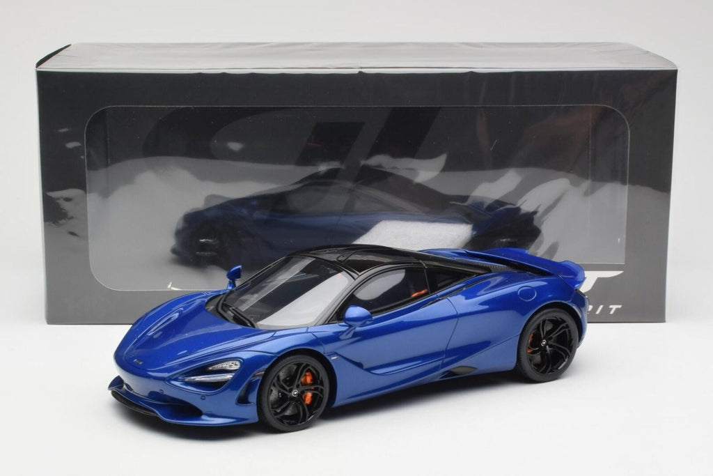 2023 McLaren 750S Coupe Blue Metallic with Black Top 1/18 Model Car by GT Spirit