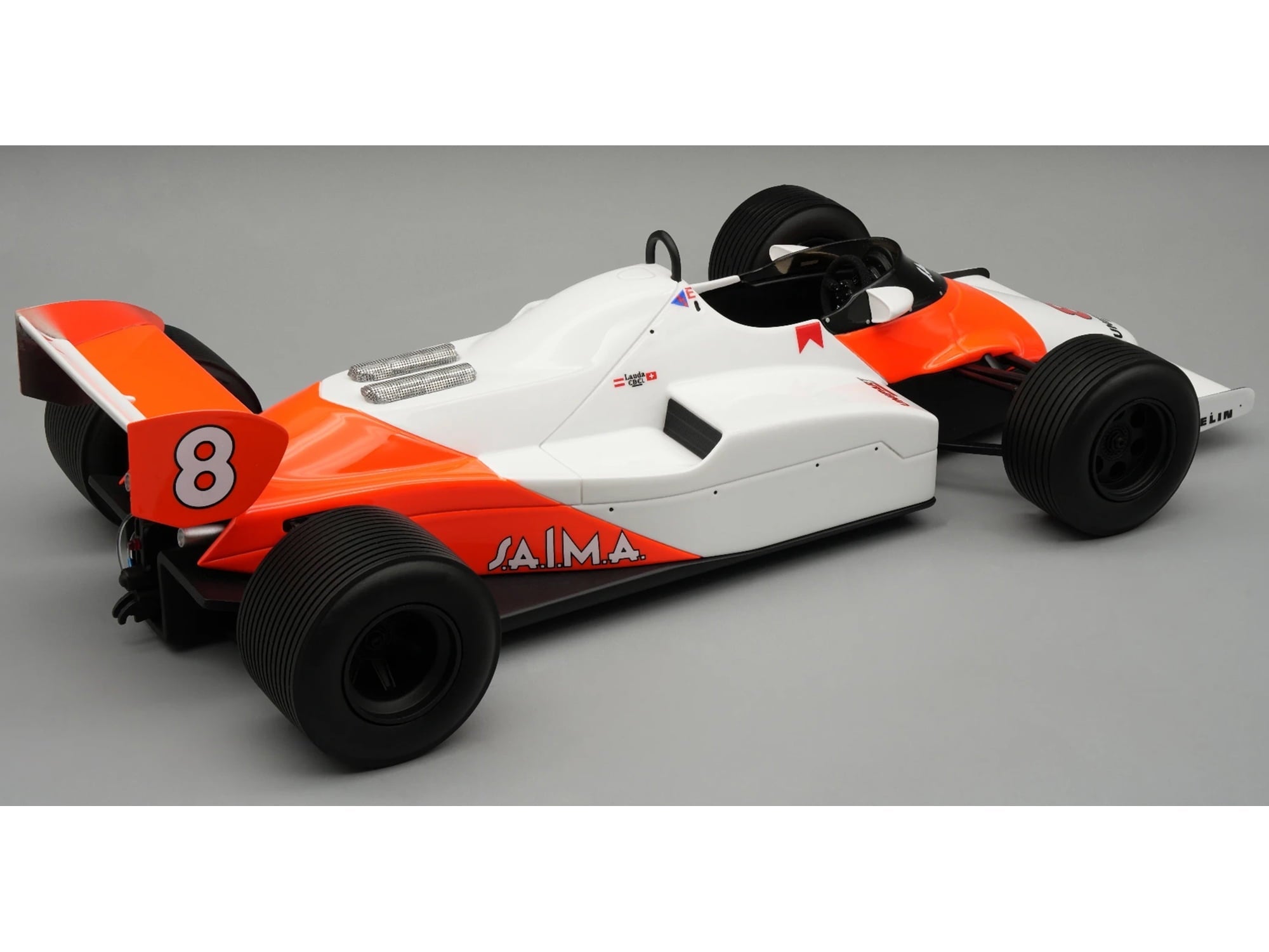McLaren MP4/1C #8 Niki Lauda Formula One F1 "Monaco GP" (1983) with Display Case "Mythos Series" 1/18 Model Car by Tecnomodel