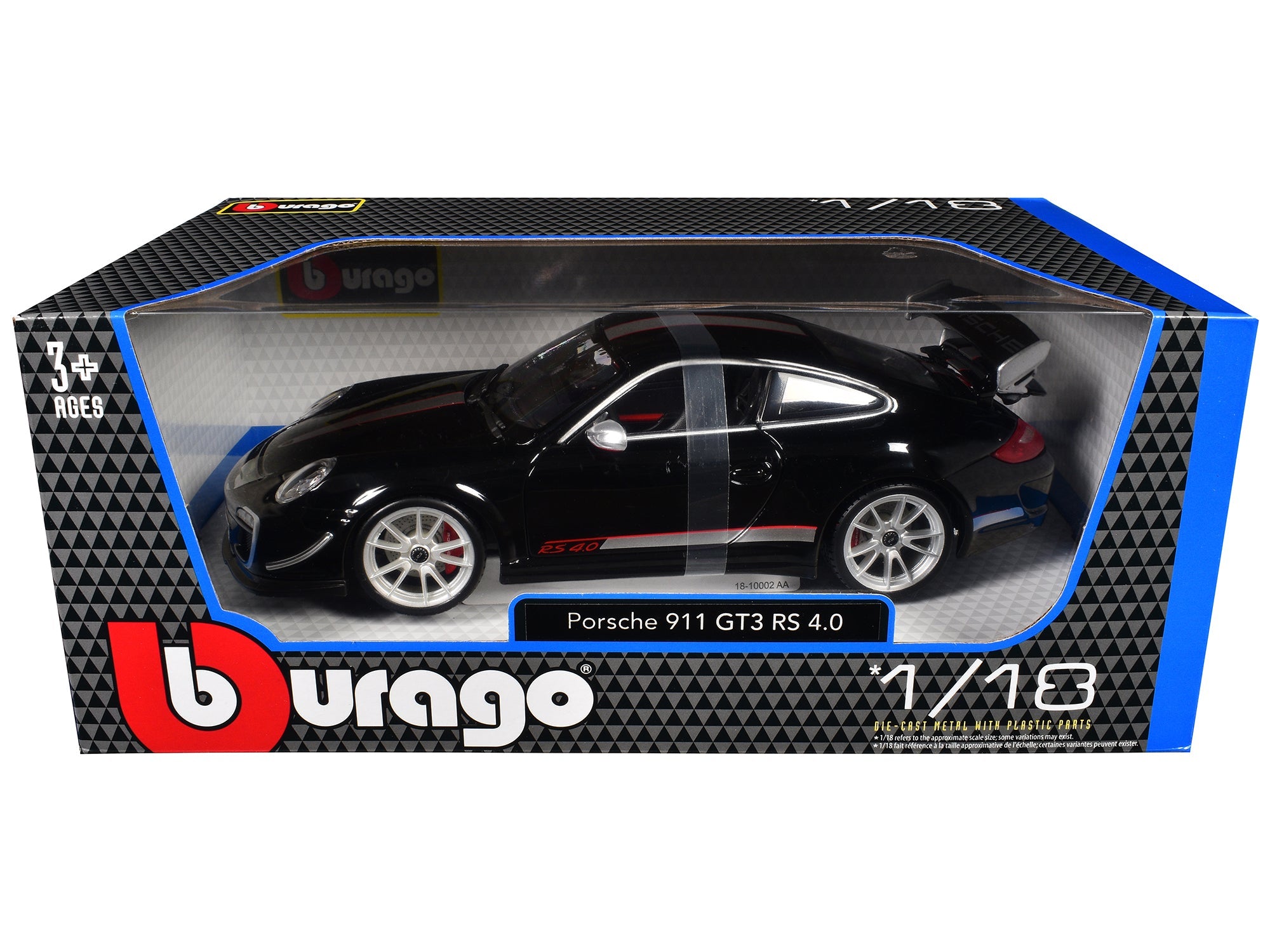 Porsche 911 GT3 RS 4.0 Black 1/18 Diecast Model Car by Bburago