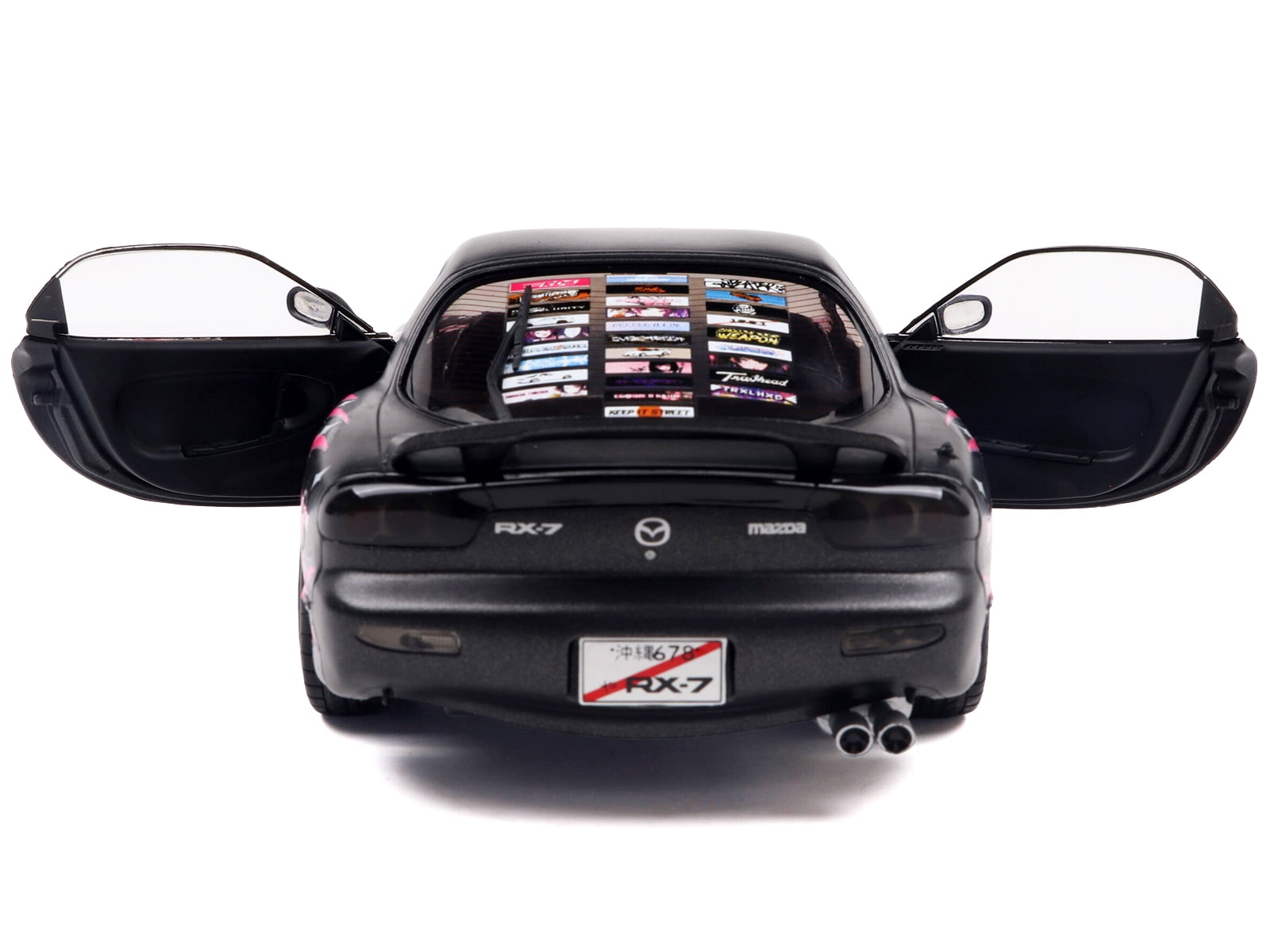 1994 Mazda RX7 (FDRS) RHD (Right Hand Drive) "Itasha Club" Black Metallic with Pink Graphics 1/18 Diecast Model Car by Solido