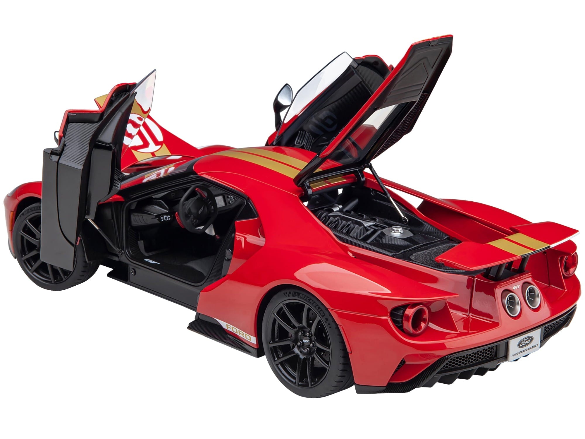 Ford GT Heritage Edition #16 "Alan Mann" Red Metallic with Gold Stripes 1/18 Model Car by Autoart