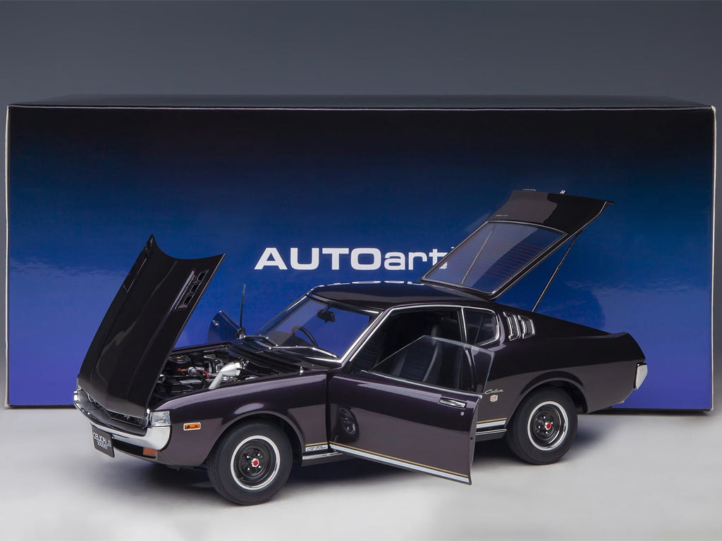 1973 Toyota Celica Liftback 2000GT (RA25) RHD (Right Hand Drive) Dark Purple Metallic 1/18 Model Car by Autoart