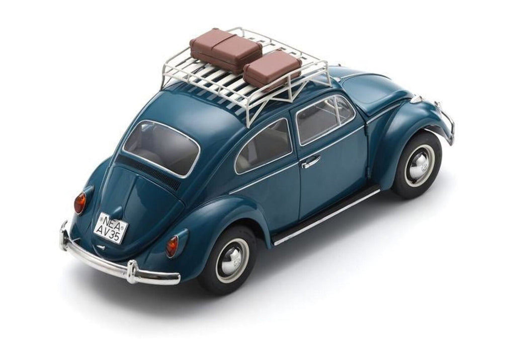 Schuco 1963 Volkswagen Beetle w/ Roof Rack Blue Teal 1:18
