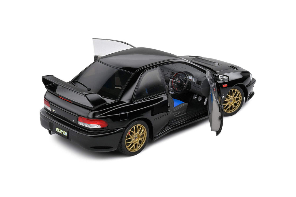 1998 Subaru Impreza 22B RHD (Right Hand Drive) Black with Gold Wheels 1/18 Diecast Model Car by Solido