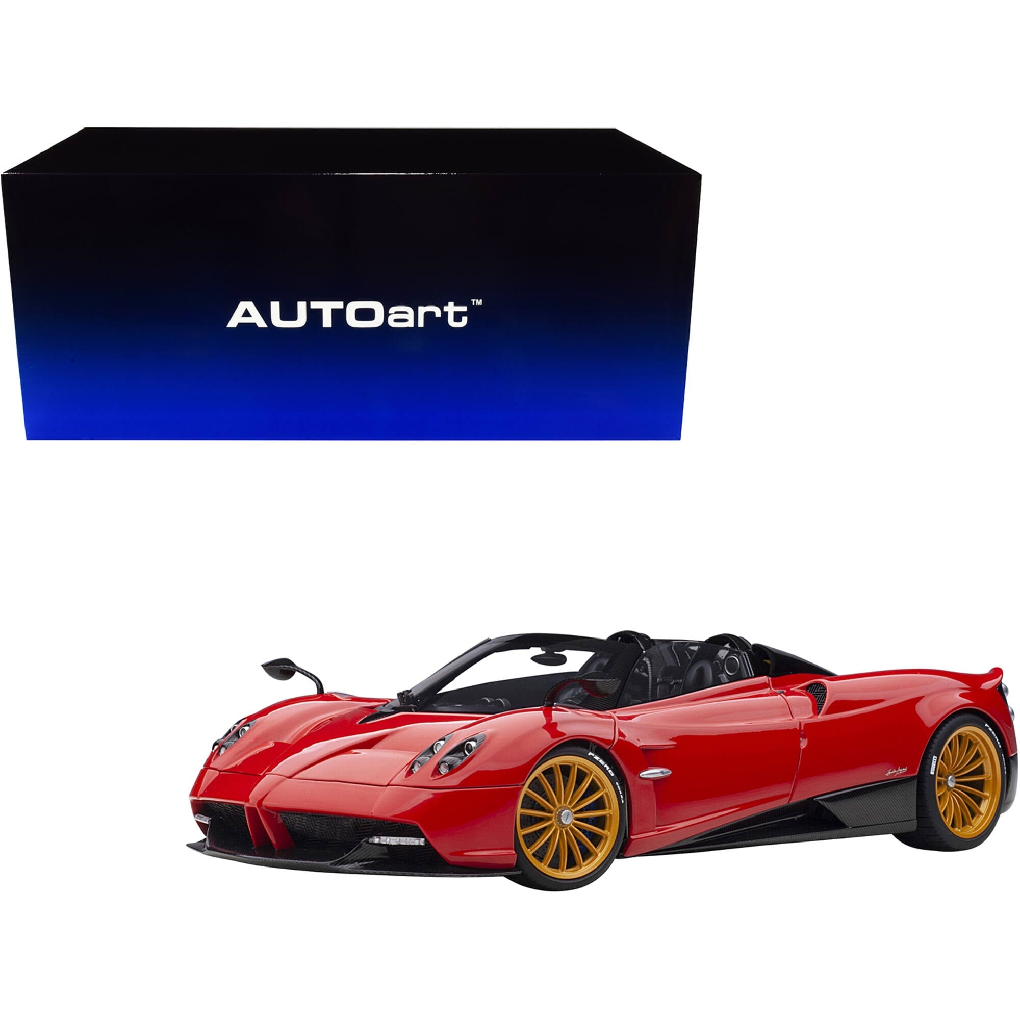 Pagani Huayra Roadster Verde Firenze Green Metallic and Carbon with Luggage Set 1/18 Model Car by Autoart