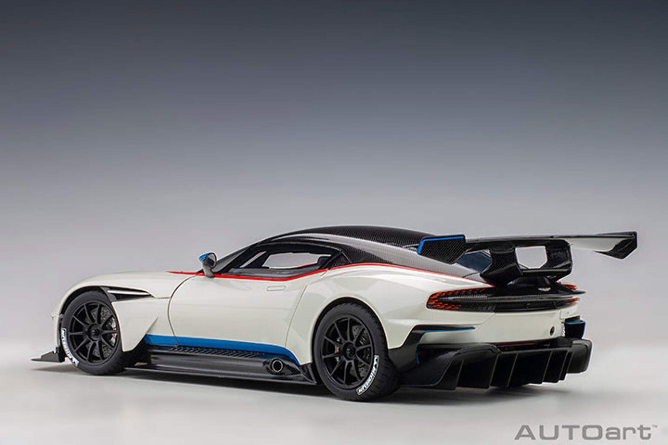 Aston Martin Vulcan Stratus White with Red and Blue Stripes 1/18 Model Car by Autoart