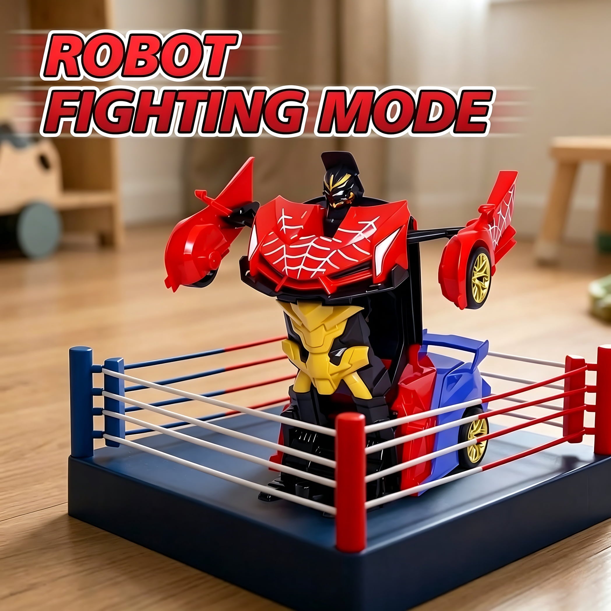 1:18 Spider RC Car Transforming Robot with 2.4GHz Remote Control, Stunt 360° Rotation and LED Lights for Boys 3-12