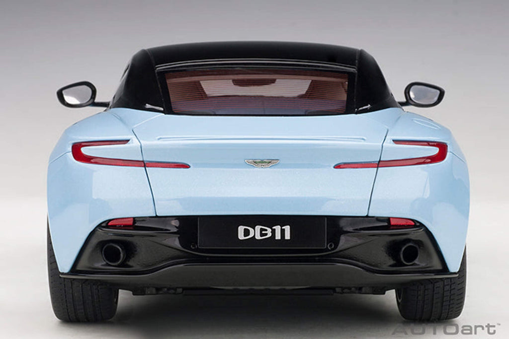 Aston Martin DB11 Q Frosted Glas Blue with Black Top 1/18 Model Car by Autoart