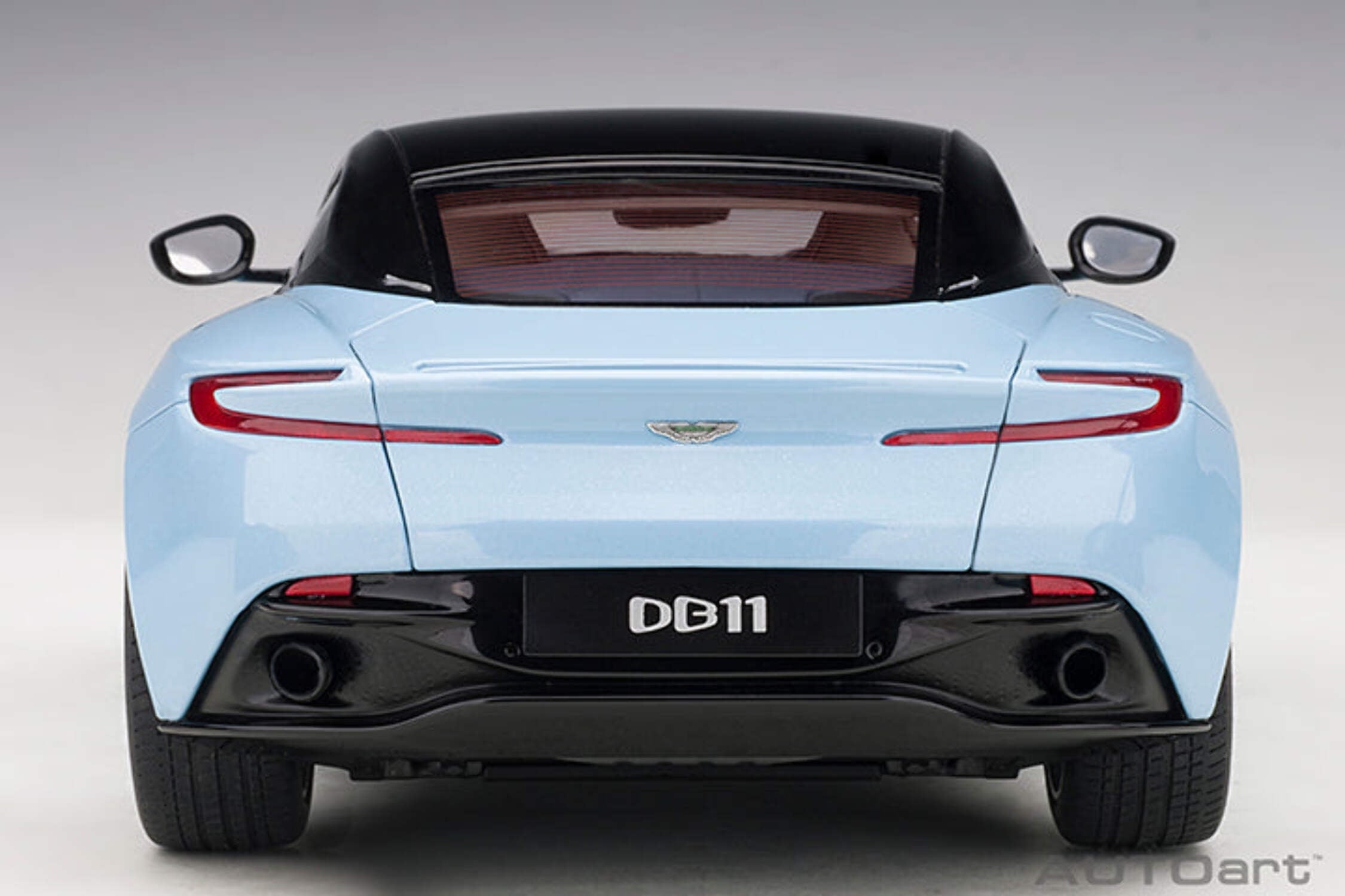 Aston Martin DB11 Q Frosted Glas Blue with Black Top 1/18 Model Car by Autoart