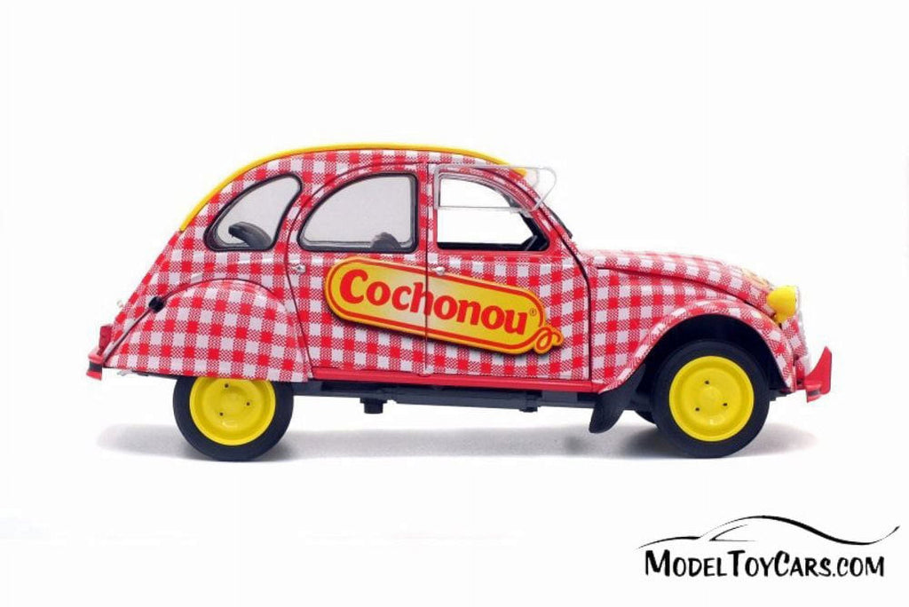 Citroen 2CV6 Cochonou Tour de France, Red with Yellow - Solido S1850021 - 1/18 Scale Diecast Model Toy Car