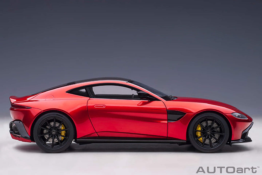 2019 Aston Martin Vantage RHD (Right Hand Drive) Hyper Red Metallic with Carbon Top 1/18 Model Car by Autoart