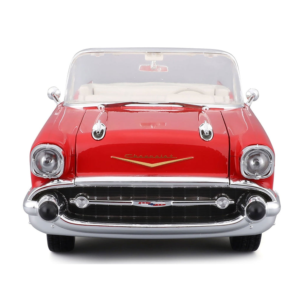 1957 Chevrolet Bel Air Convertible Red with White Interior "Special Edition" Series 1/18 Diecast Model Car by Maisto