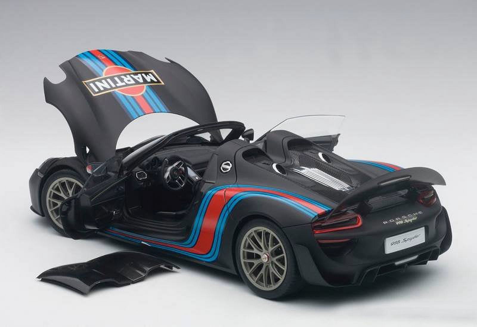 Porsche 918 Spyder Weissach Package Black/ Martini Livery #15 1/18 Model Car by Autoart