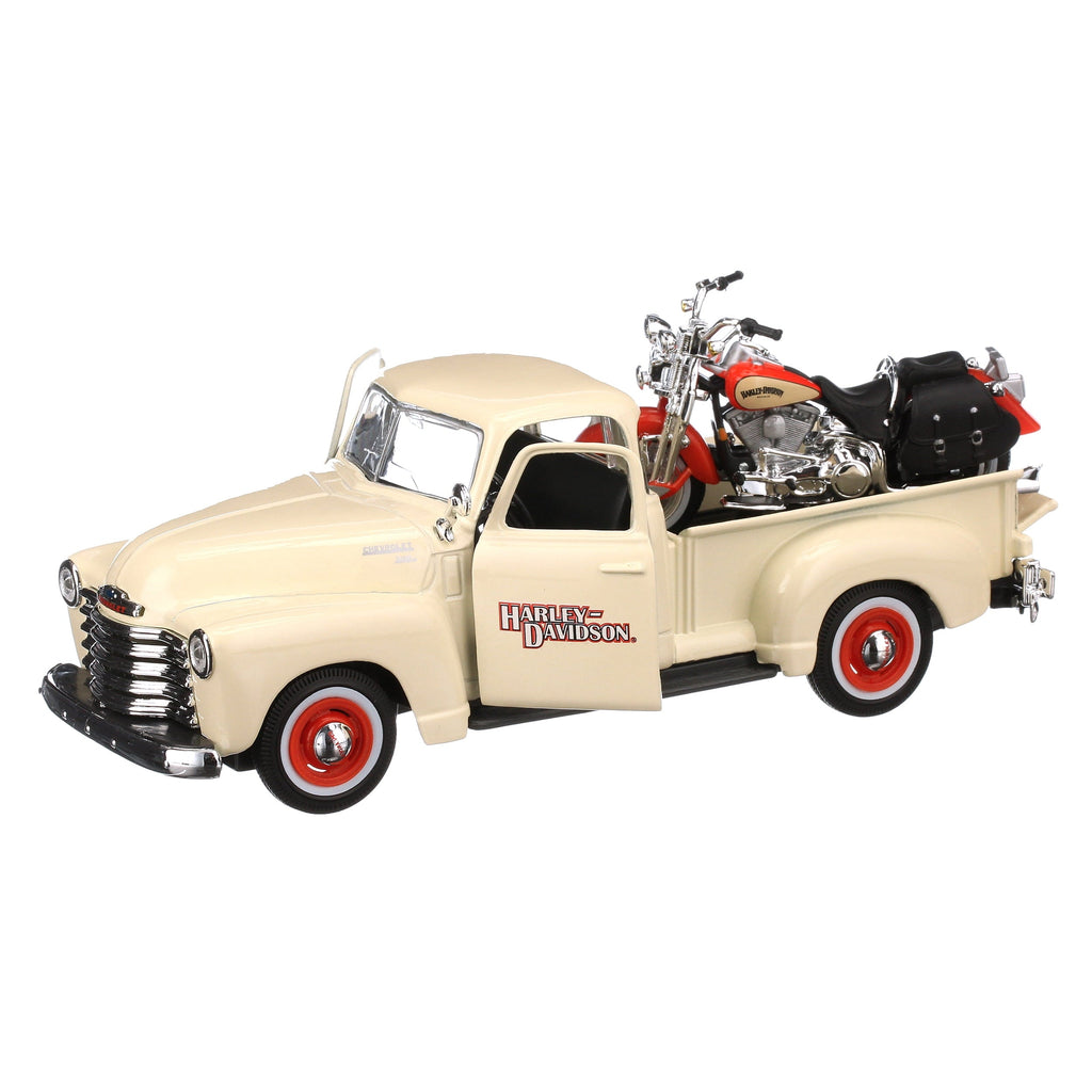 1:24 H-D '01 FLSTS Her Sprngr + '50 Chevy 3100