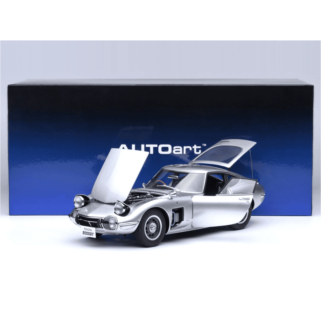 1967 Toyota 2000GT RHD (Right Hand Drive) Silver Metallic 1/18 Model Car by Autoart