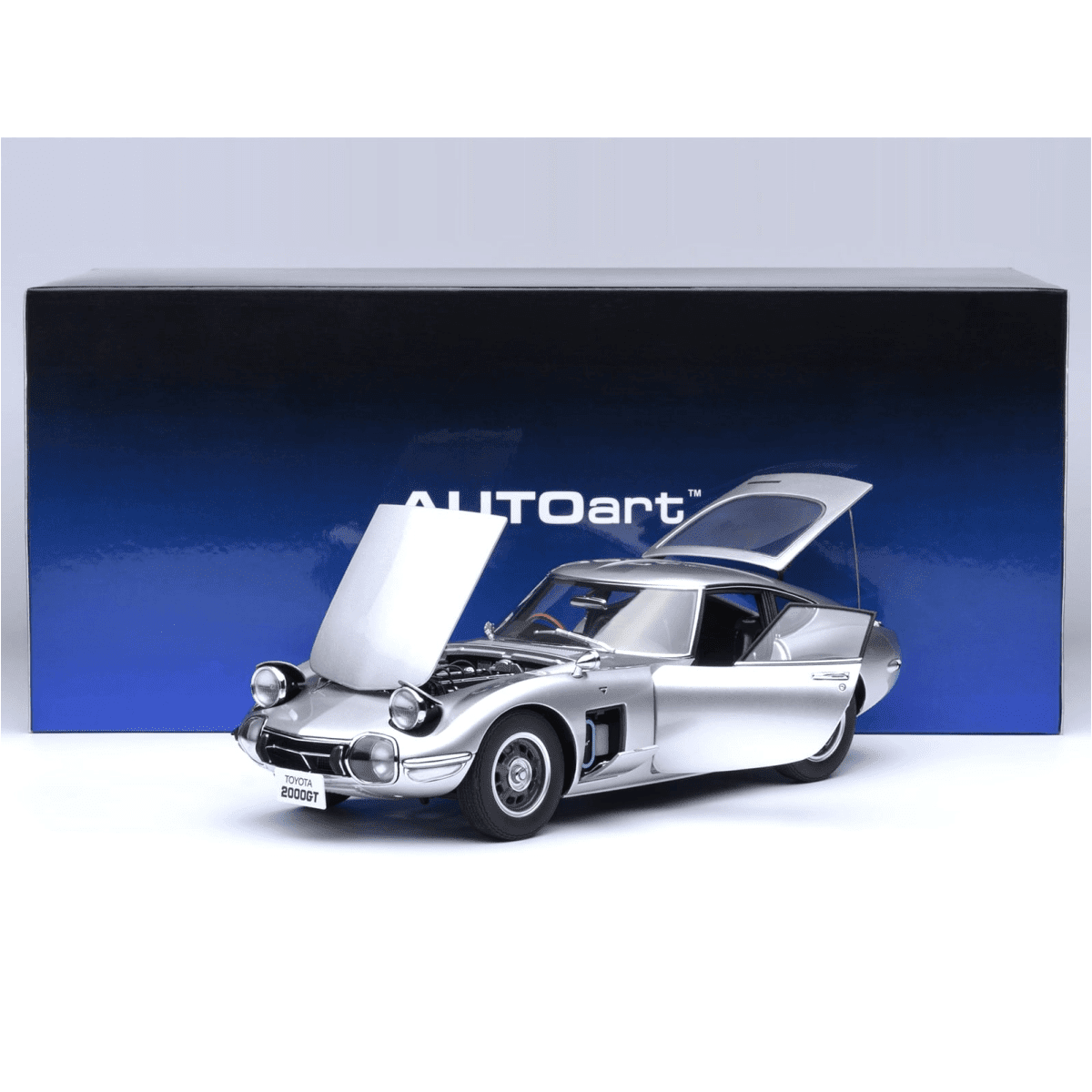 1967 Toyota 2000GT RHD (Right Hand Drive) Silver Metallic 1/18 Model Car by Autoart
