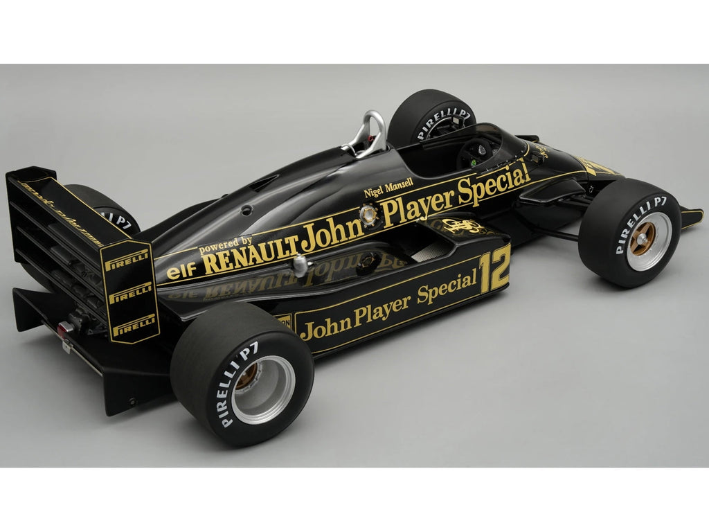 Lotus 94T #12 "John Player Special Team Lotus" 3rd Place F1 "European GP" (1983) with Case 1/18 Model Car by Tecnomodel