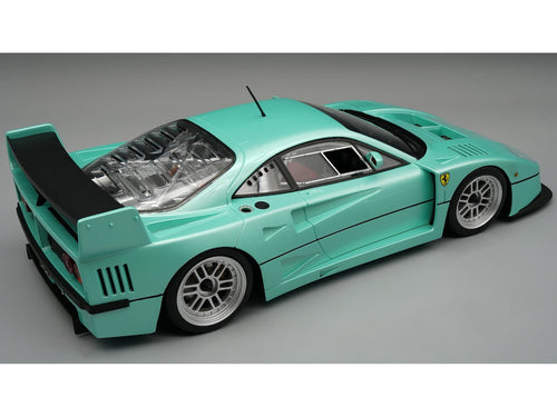 1996 Ferrari F40 LM "Press Version" Light Blue Metallic with Case "Mythos Series" Limited Ed 1/18 Model Car by Tecnomodel