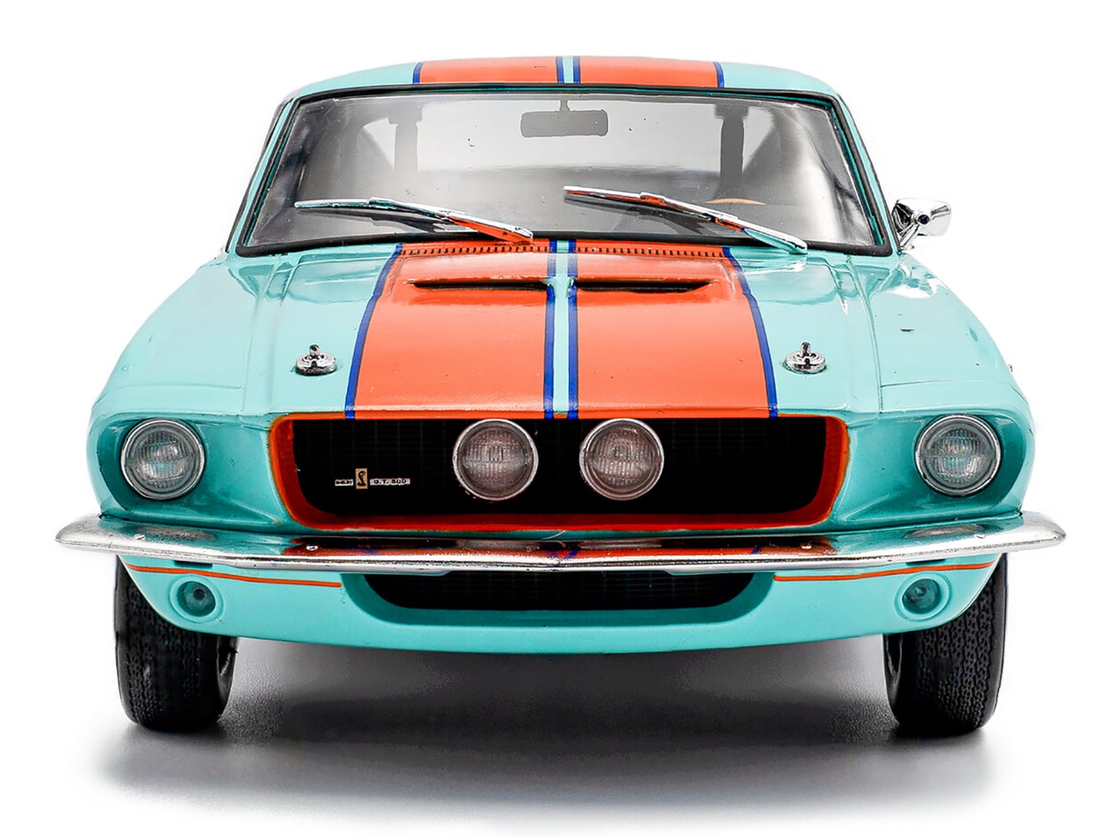 1967 Shelby GT500 #4 "Gulf Racing Tribute" Light Blue with Orange Stripes 1/18 Diecast Model Car by Solido