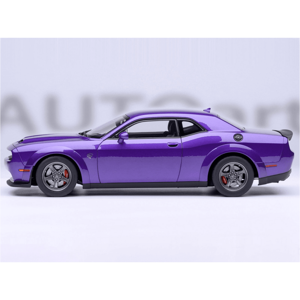 2023 Dodge Challenger SRT Super Stock Plum Crazy Purple 1/18 Model Car by Autoart