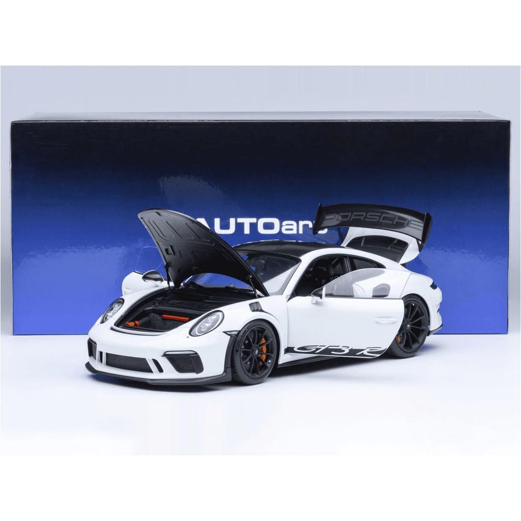 Porsche 911 (991.2) GT3 RS Weissach Package White with Carbon Hood and Top 1/18 Model Car by Autoart