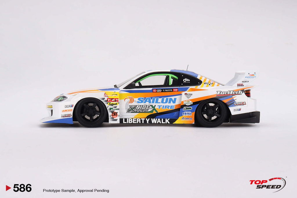 Nissan LB-Super Silhouette S15 SILVIA #555 Yukio Fausto "Formula Drift Japan" (2023) 1/18 Model Car by Top Speed