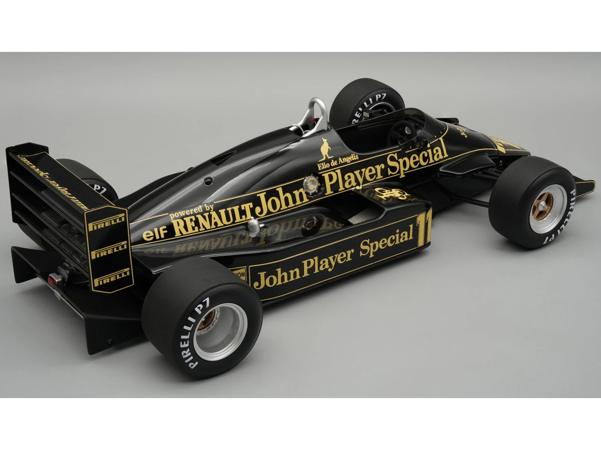 Lotus 94T #11 "John Player Special Team Lotus" F1 "European GP" (1983) with Display Case 1/18 Model Car by Tecnomodel