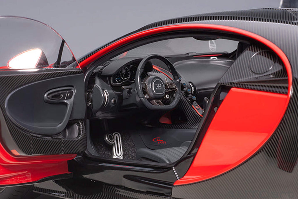 2019 Bugatti Chiron Sport Italian Red and Carbon Black 1/18 Model Car by Autoart
