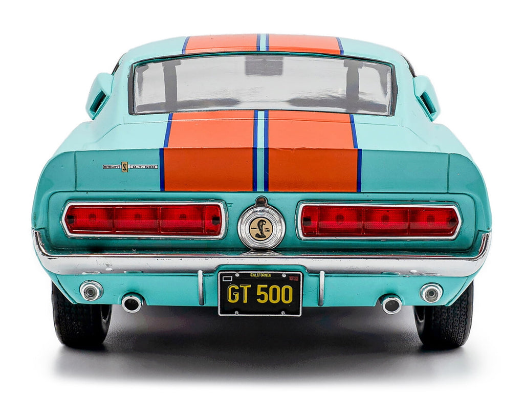 1967 Shelby GT500 #4 "Gulf Racing Tribute" Light Blue with Orange Stripes 1/18 Diecast Model Car by Solido