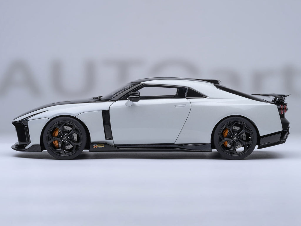 Nissan GT-R50 By ItalDesign Black and White Metallic 1/18 Model Car by Autoart