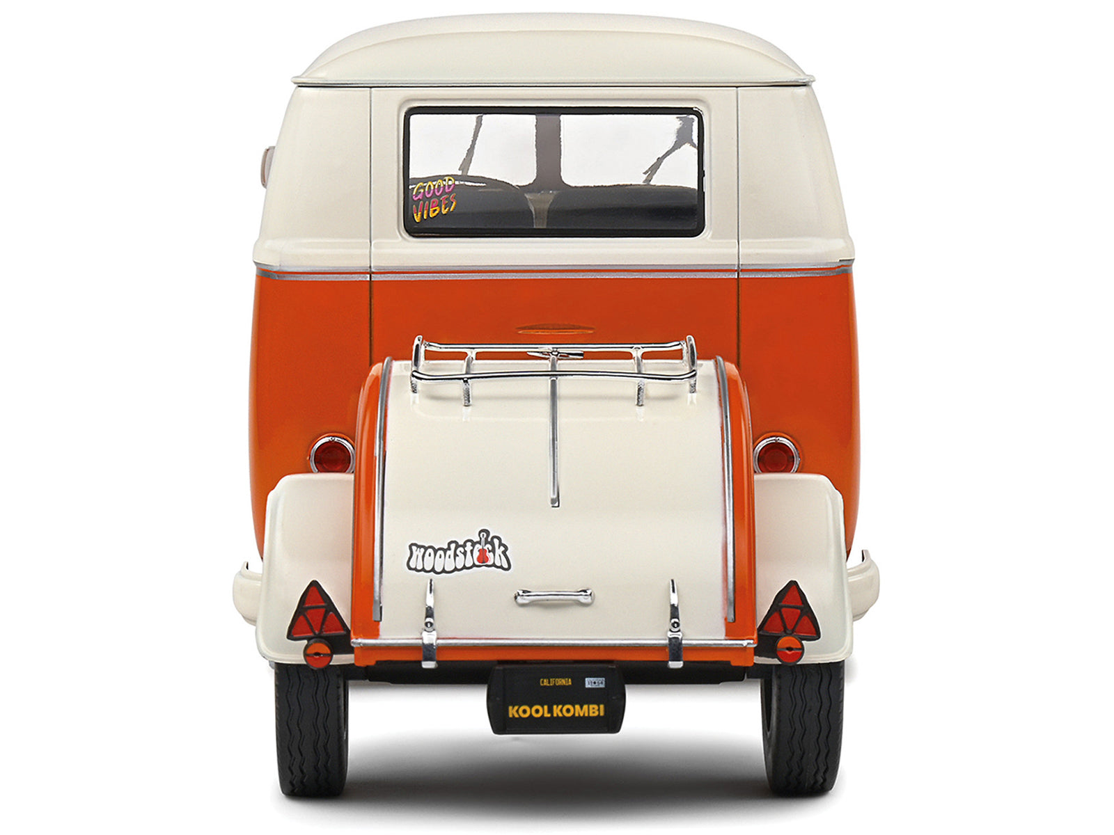 1950 Volkswagen Kool Kombi Van with Trailer Orange and White 1/18 Diecast Model Car by Solido