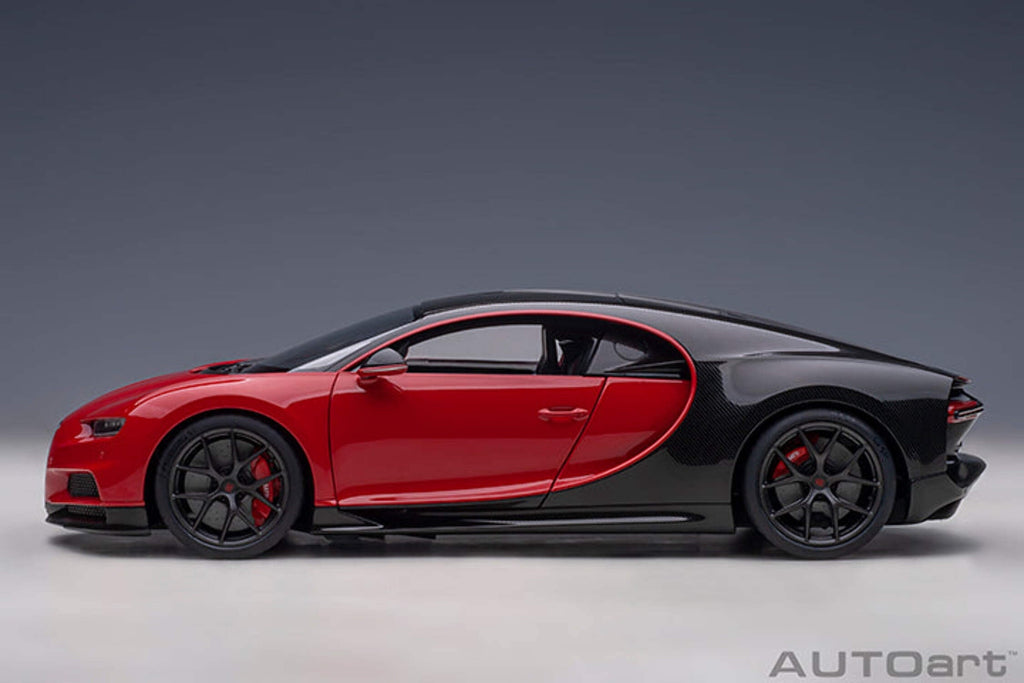 2019 Bugatti Chiron Sport Italian Red and Carbon Black 1/18 Model Car by Autoart