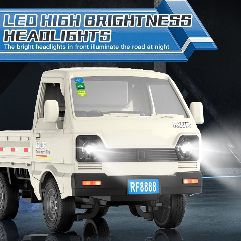 KF31 1:18 Spray Drift Pickup Truck 360° Rotating Stunts Spray Blooming LED Lighting 2.4G Anti-interference Powerful Motor DIY Creative Stickers for Free Placement One-button Demonstration Super Conve