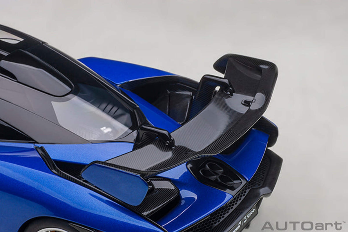 Mclaren Senna Trophy Kyanos Blue and Black with Carbon Accents 1/18 Model Car by Autoart