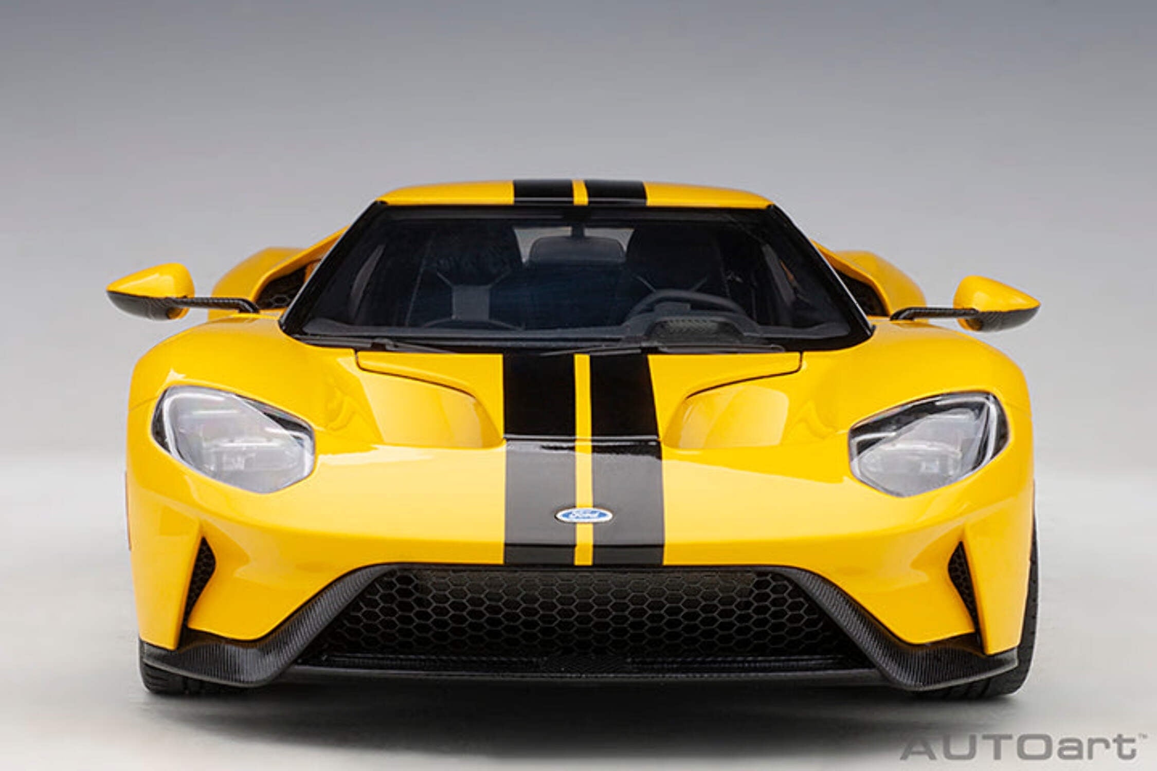 2017 Ford GT Triple Yellow with Black Stripes 1/18 Model Car by Autoart